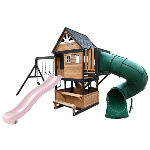Lifespan Kids Claremont Swing Set & Play Centre with 2.2m Slide (Pastel Pink) In Australia - Darrahopens