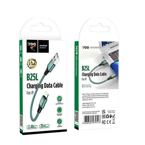 iRoo Short 25CM Fast Charging USB A to iPhone/iPad - Green In Australia - Darrahopens