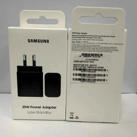 Samsung AC Charger 25W USB-C  (2024 GAN Model) - Black (No Cable) In Australia - Darrahopens