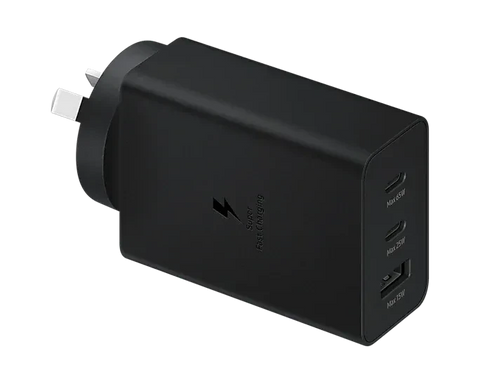 Samsung 65W Trio Adapter 2x USB-C + 1x USB-A Portable Fast Charger Black In Australia - Darrahopens