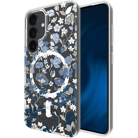Kate Spade Case with Magnets for Samsung Galaxy S25 - Flowerbed Blue Gems