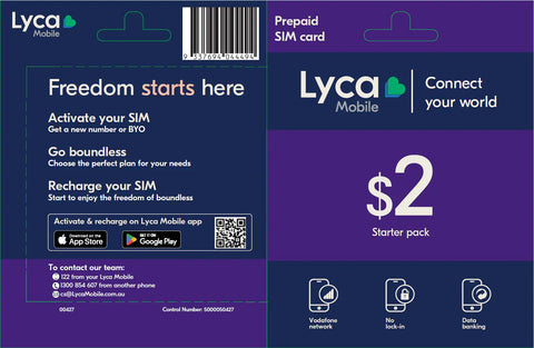 LycaMobile Prepaid SIM Card $2
