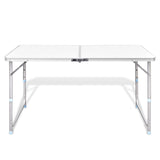 Aluminium Folding Portable Garden Camping Picnic BBQ Table Height Adjustable 120 x 60 cm - white
