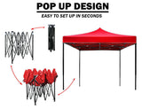 3x3m Pop Up Gazebo Outdoor Tent Folding Marquee Party Camping Market Canopy w/ Side Wall - red