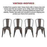 4x Kitchen Dining Chairs Stackable Vintage Metal Chair Backrest Side Chair