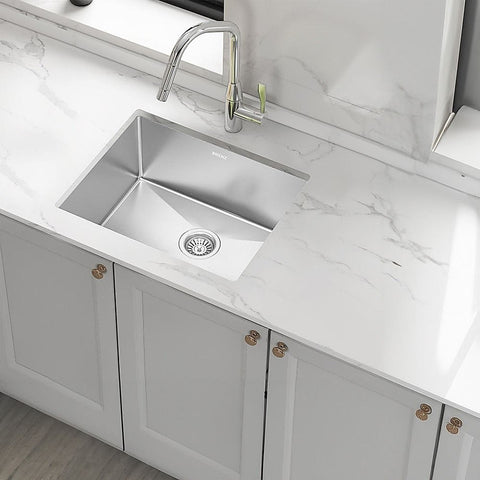 600x450mm Handmade 1.5mm 16 Gauge Stainless Steel Kitchen Laundry Sink with Waste In Australia - Darrahopens