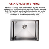 600x450mm Handmade 1.5mm 16 Gauge Stainless Steel Kitchen Laundry Sink with Waste