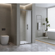 40mm Adjustable Contemporary Wall to Wall Black Sliding Shower Screen 116-120cm