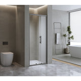 40mm Adjustable Contemporary Wall to Wall Black Sliding Shower Screen 116-120cm