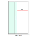 40mm Adjustable Contemporary Wall to Wall Black Sliding Shower Screen 116-120cm
