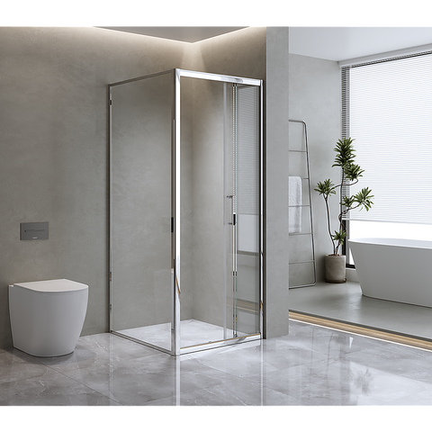 40mm Adjustable Contemporary Corner Sliding Chrome Shower Screen 86x101cm