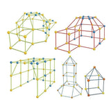 217pcs Kids Construction Fort Building Kit Castles 3D Play House Tent Toys