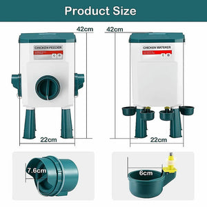 Chicken Feeder Water Food Treadle Poultry Feeding 12KG Large Capacity 11L