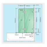 90cm Frameless Glass Bath Screen with Stainless Steel Brackets - White - Premium