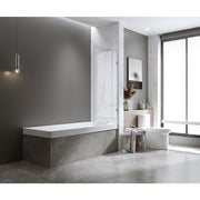 90cm Frameless Glass Bath Screen with Stainless Steel - F-Bracket x2