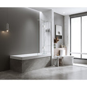 90cm Frameless Glass Bath Screen with Channel and Brass Hinges - White - Premium