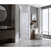 110cm Frameless Wall-to-Wall Shower Screen with Nickel U-Brackets , Brass Hinges & Round Knob Handle In Australia - Darrahopens