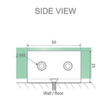 100x80cm Corner Frameless Shower Screen with Nickel U-Brackets and Floor U-Bracket and SS Hinges, Square Knob Handle