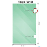 120x80cm Corner Frameless Shower Screen with Nickel F-Brackets and SS Hinges, Round Knob Handle