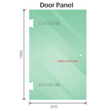 90x70cm Corner Frameless Shower Screen with Nickel U-Brackets and Brass Hinges, Round Knob Handle In Australia - Darrahopens