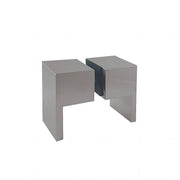 90x90cm Corner Frameless Shower Screen with Nickel F-Brackets and Brass Hinges, Square Double Pull Handle