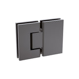 100x80cm Corner Frameless Shower Screen with Gunmetal Brackets and Brass Hinges, Square Double Pull Handle