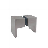110x70cm Corner Frameless Shower Screen with Nickel F-Brackets and Brass Hinges, Square Double Pull Handle