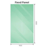 120x90cm Corner Frameless Shower Screen with Nickel F-Brackets and Brass Hinges, Square Double Pull Handle In Australia - Darrahopens