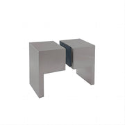 120x90cm Corner Frameless Shower Screen with Nickel F-Brackets and Brass Hinges, Square Double Pull Handle