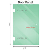 90x80cm Nickel Corner Frameless Shower Screen with Wall Channel Brackets, Stainless Steel Hinges & Square Knob Handle