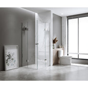 Double Door Corner Shower Screen with Channels and SS - 90x90cm
