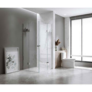90x110cm Double Door Corner Shower Screen – Wall Channels with SS Hinges in Chrome, Round Handle In Australia - Darrahopens