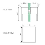 90cm Frameless Diamond Shower Screen with Black - U-Bracket x4