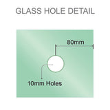 90cm Frameless Diamond Shower Screen – Chrome F-Brackets, Brass Hinges & Square Knob Handle