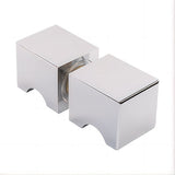 100cm Frameless Diamond Shower Screen – Channels with Brass Hinges in Chrome, Square Knob Handle
