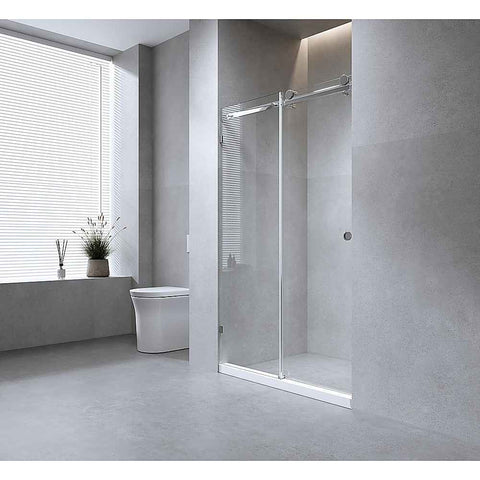 180cm Frameless Glass Sliding Shower Door – With Nickel Rail and U-Brackets for Modern Bathrooms In Australia - Darrahopens