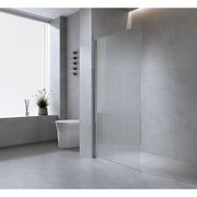 70cm Reeded Single Shower Glass Screen with Black Wall Channel & Square Pole | darrahopens.com.au Premium AU Stock