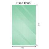 70x210cm Single Shower Glass Screen with White F-brackets & Square Pole