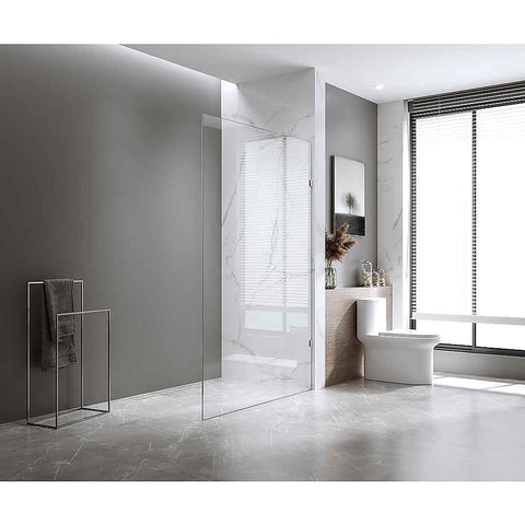 100x210cm Glass Shower Screen with Nickel F-Brackets and Floor F-Bracket In Australia - Darrahopens