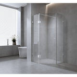 100cm Frameless Diamond Shower Screen with White Brackets and SS Hinges, Round H