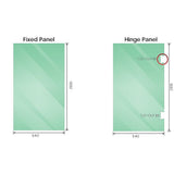 100cm Frameless Diamond Shower Screen with White Brackets and SS Hinges, Round H