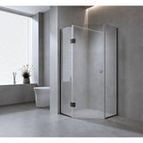 90cm Frameless Diamond Shower Screen with Nickel Channels and Brass Hinges & Rou