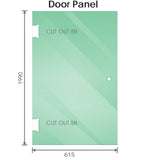 90cm Frameless Diamond Shower Screen with Nickel Channels and Brass Hinges & Rou