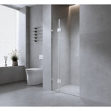 90cm Wall to Wall Frameless Shower Screen with White Brackets and SS Hinges, Round Handle