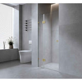 110cm Wall-to-Wall Frameless Shower Screen with Nickel Brackets, SS Hinges & F-Brackets and Floor F-Bracket In Australia - Darrahopens
