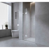 110cm Wall-to-Wall Frameless Shower Screen with Nickel Brackets, SS Hinges & F-Brackets and Floor F-Bracket In Australia - Darrahopens