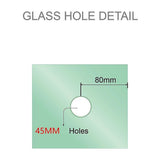 110cm Frameless Wall-to-Wall Shower Screen with Nickel Brackets & Brass Hinges – F-Brackets and Floor F-Bracket