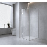 120x110cm Corner Frameless Shower Screen – Nickel Wall Channel with SS Hinges for Modern Bathroom Style