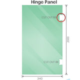 100x90cm Corner Frameless Shower Screen with Nickel Brackets and Brass Hinges, Round Handle