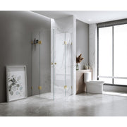 110x120cm Double Door Corner Shower – Nickel F-Brackets with SS Hinges for Contemporary Bathrooms In Australia - Darrahopens